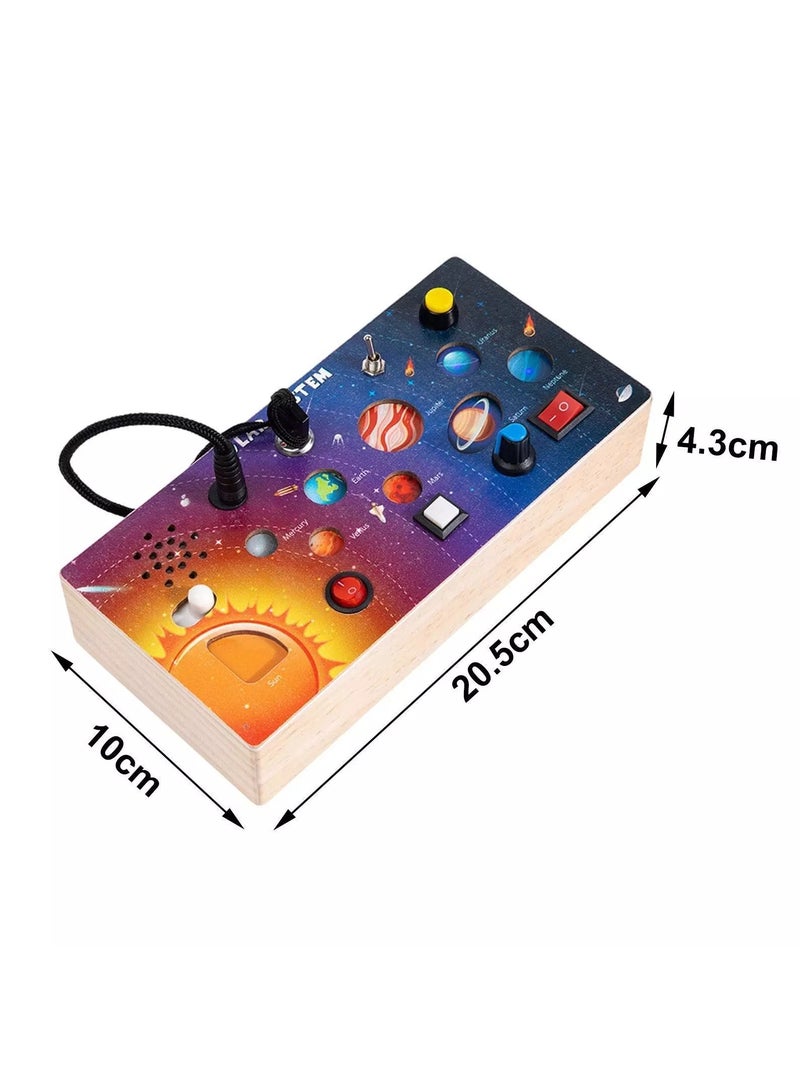 LED Montessori Wooden Solar System Electronic Busy Board, Busy Board For Toddlers Toys 1-3 - Image 5